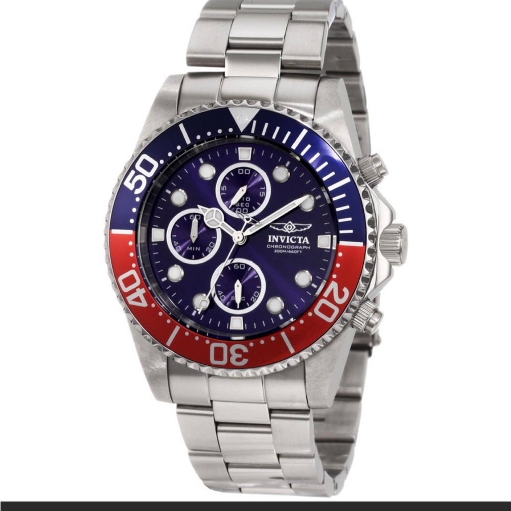 Invicta 1771 Pro Diver 43MM Men's Chronograph Stainless Steel Watch - Brand New